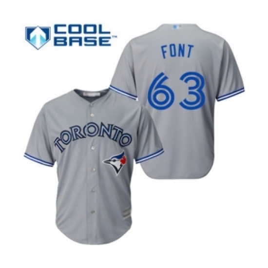 Youth Toronto Blue Jays #63 Wilmer Font Authentic Grey Road Baseball Player Jersey - Ujersey