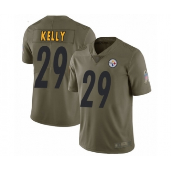 Men's Pittsburgh Steelers #29 Kam Kelly Limited Olive 2017 Salute to Service Football Jersey - Ujersey