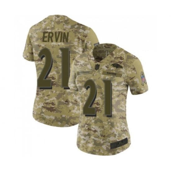 Women's Baltimore Ravens #21 Tyler Ervin Limited Camo 2018 Salute to Service Football Jersey - Ujersey