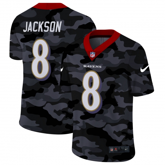 Men's Baltimore Ravens #8 Lamar Jackson Camo 2020 Nike Limited Jersey - Ujersey