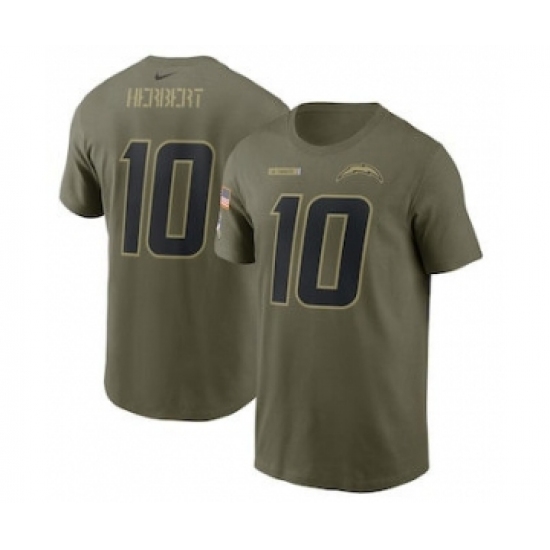 Men's Los Angeles Chargers Justin Herbert Football Camo 2021 Salute To Service Name & Number T-Shirt - Ujersey