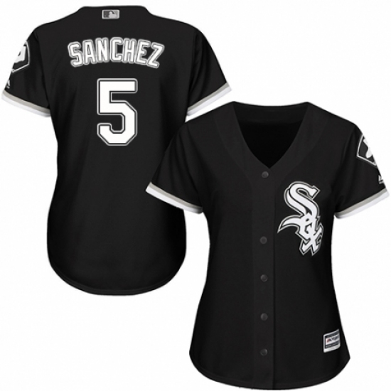 Women's Majestic Chicago White Sox #5 Yolmer Sanchez Replica Black Alternate Home Cool Base MLB Jersey - Ujersey