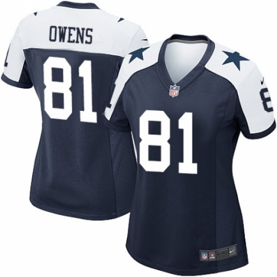 Women's Nike Dallas Cowboys #81 Terrell Owens Game Navy Blue Throwback Alternate NFL Jersey - Ujersey