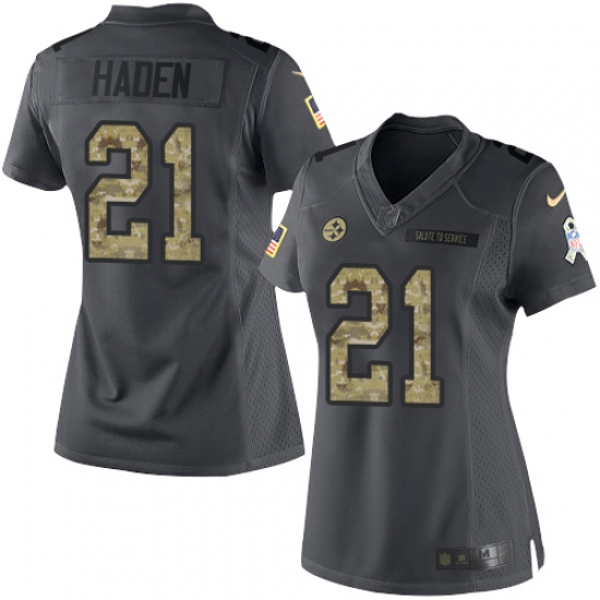 Women's Nike Pittsburgh Steelers #21 Joe Haden Limited Black 2016 Salute to Service NFL Jersey - Ujersey