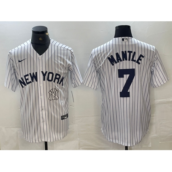Men's New York Yankees #7 Mickey Mantle White 2024 Cool Base Stitched Jersey - Ujersey