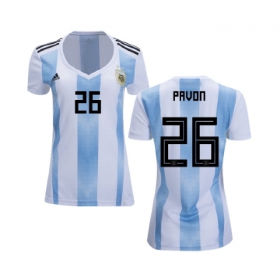 Women's Argentina #26 Pavon Home Soccer Country Jersey