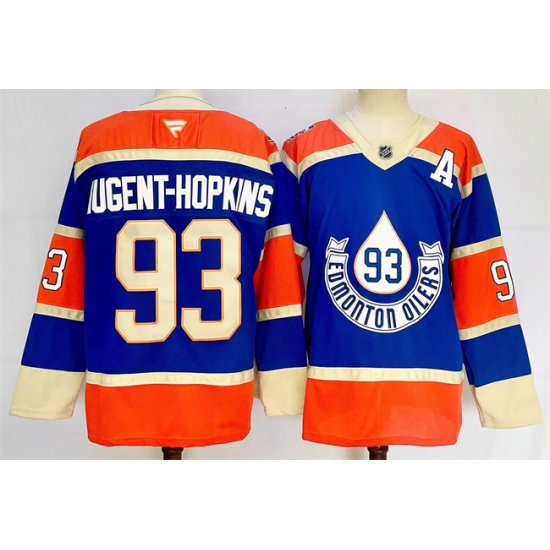 Men's Edmonton Oilers #93 Ryan Nugent-Hopkins Royal 2024-25 With A Heritage Classic Primegreen Stitched Jersey - Ujersey