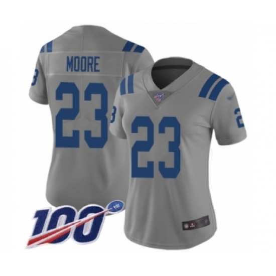 Women's Indianapolis Colts #23 Kenny Moore Limited Gray Inverted Legend 100th Season Football Jersey - Ujersey