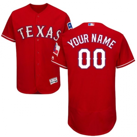 Men's Texas Rangers Majestic Alternate Scarlet Flex Base Authentic Collection Custom Jersey - Ujersey