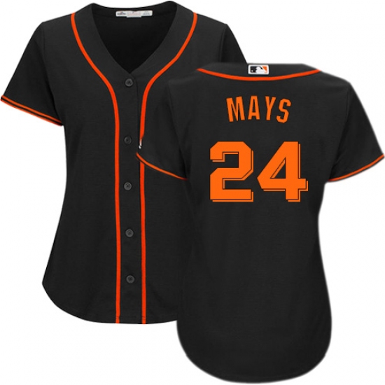 Women's Majestic San Francisco Giants #24 Willie Mays Authentic Black Alternate Cool Base MLB Jersey - Ujersey