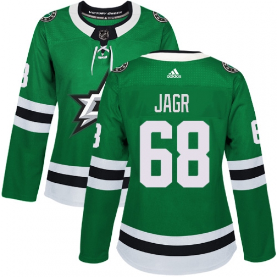 Women's Adidas Dallas Stars #68 Jaromir Jagr Authentic Green Home NHL Jersey - Ujersey