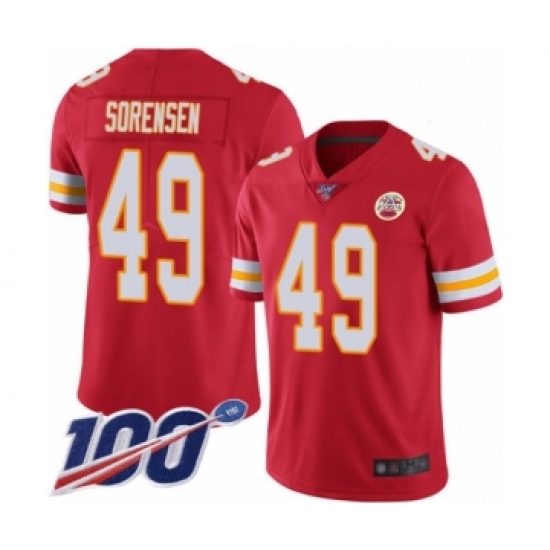 Men's Kansas City Chiefs #49 Daniel Sorensen Red Team Color Vapor Untouchable Limited Player 100th Season Football Jersey - Ujersey