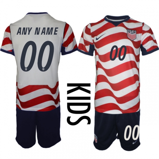 Youth United States Custom White Red 2026 Home Soccer Jersey Suit - Ujersey
