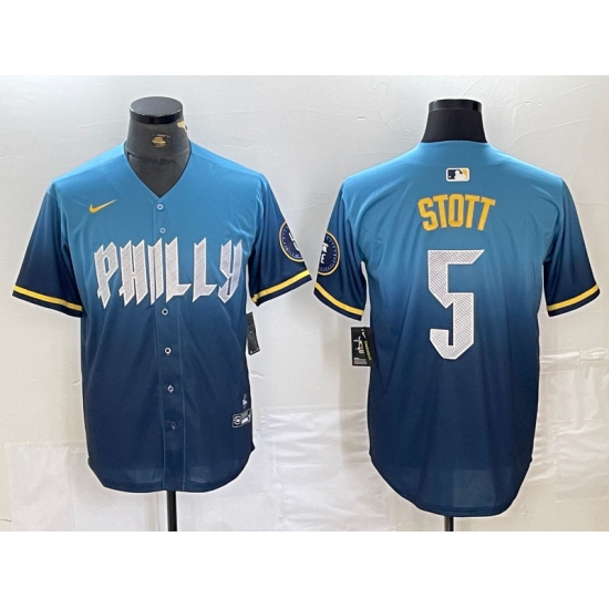 Men's Philadelphia Phillies #5 Bryson Stott Blue 2024 City Cool Base Stitched Jersey - Ujersey