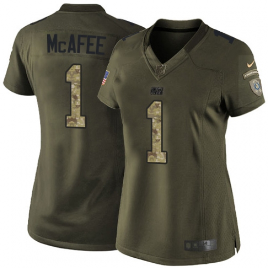 Women's Nike Indianapolis Colts #1 Pat McAfee Elite Green Salute to Service NFL Jersey - Ujersey