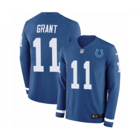 Men's Nike Indianapolis Colts #11 Ryan Grant Limited Blue Therma Long Sleeve NFL Jersey - Ujersey