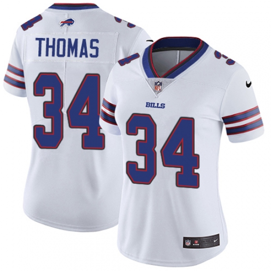 Women's Nike Buffalo Bills #34 Thurman Thomas White Vapor Untouchable Limited Player NFL Jersey - Ujersey