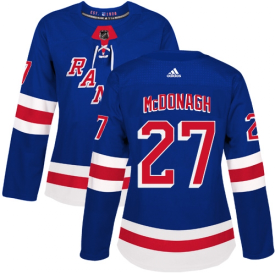 Women's Adidas New York Rangers #27 Ryan McDonagh Premier Royal Blue Home NHL Jersey - Ujersey