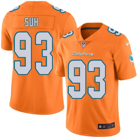 Youth Nike Miami Dolphins #93 Ndamukong Suh Limited Orange Rush Vapor Untouchable NFL Jersey - Ujersey