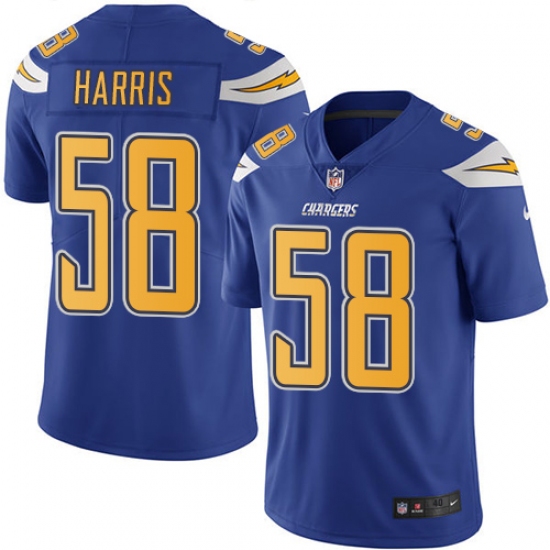 Youth Nike Los Angeles Chargers #58 Nigel Harris Limited Electric Blue Rush Vapor Untouchable NFL Jersey - Ujersey