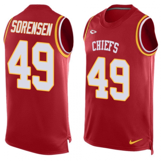 Men's Nike Kansas City Chiefs #49 Daniel Sorensen Limited Red Player Name & Number Tank Top NFL Jersey - Ujersey