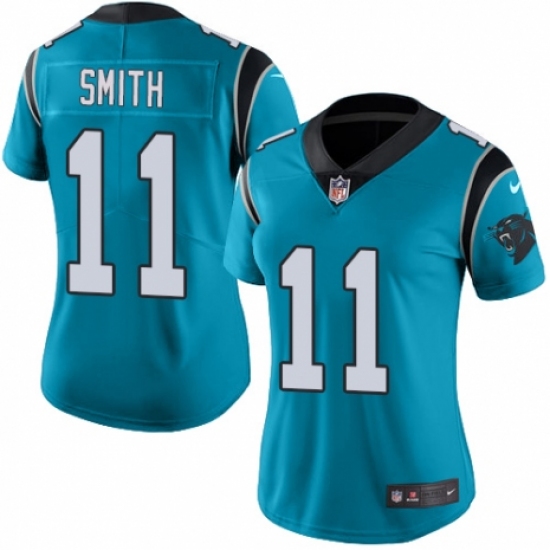 Women's Nike Carolina Panthers #11 Torrey Smith Limited Blue Rush Vapor Untouchable NFL Jersey - Ujersey