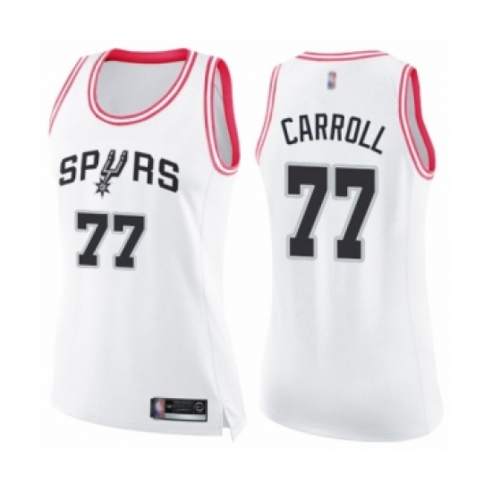 Women's San Antonio Spurs #77 DeMarre Carroll Swingman White Pink Fashion Basketball Jersey - Ujersey