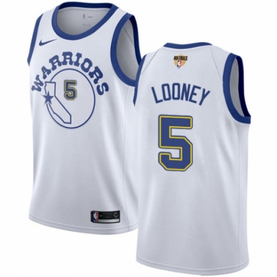 Men's Nike Golden State Warriors #5 Kevon Looney Authentic White Hardwood Classics 2018 NBA Finals Bound NBA Jersey - Ujersey