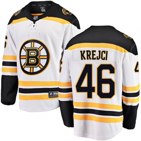 Men's Boston Bruins #46 David Krejci Authentic White Away Fanatics Branded Breakaway NHL Jersey - Ujersey