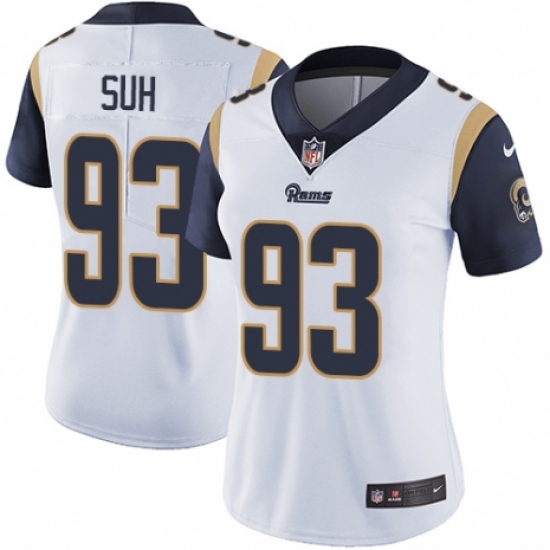 Women's Nike Los Angeles Rams #93 Ndamukong Suh White Vapor Untouchable Limited Player NFL Jersey - Ujersey