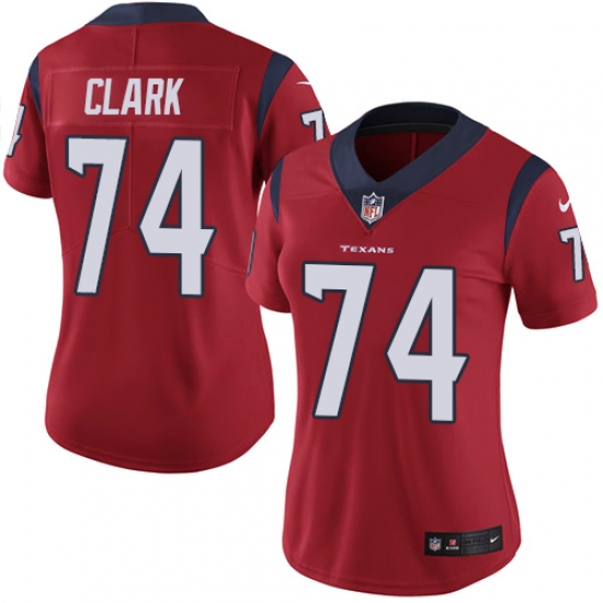 Women's Nike Houston Texans #74 Chris Clark Limited Red Alternate Vapor Untouchable NFL Jersey - Ujersey