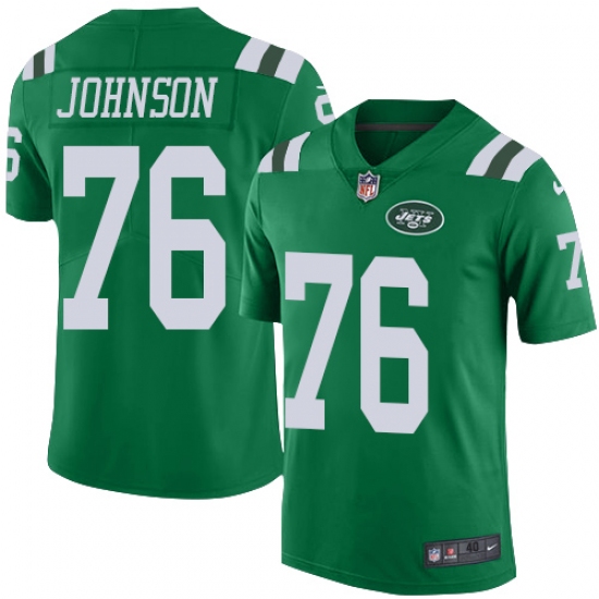 Men's Nike New York Jets #76 Wesley Johnson Elite Green Rush Vapor Untouchable NFL Jersey - Ujersey