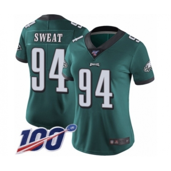 Women's Philadelphia Eagles #94 Josh Sweat Midnight Green Team Color Vapor Untouchable Limited Player 100th Season Football Jersey - Ujersey