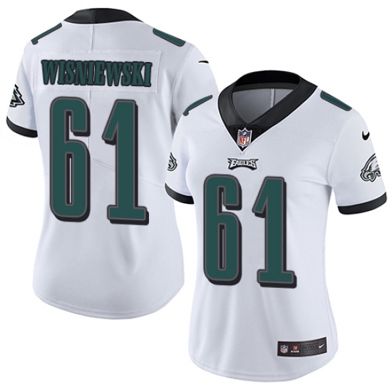 Women's Nike Philadelphia Eagles #61 Stefen Wisniewski White Vapor Untouchable Limited Player NFL Jersey - Ujersey