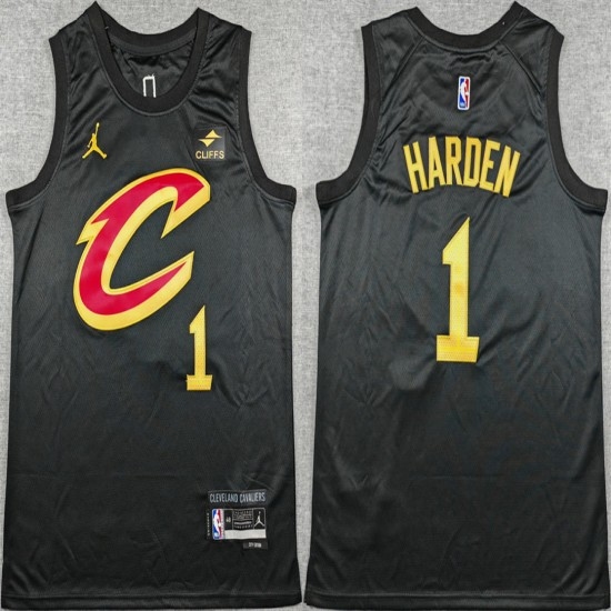 Men's Cleveland Cavaliers #1 James Harden Black 2026 Statement Edition Stitched Jersey - Ujersey