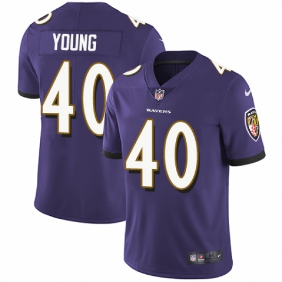 Youth Nike Baltimore Ravens #40 Kenny Young Purple Team Color Vapor Untouchable Limited Player NFL Jersey - Ujersey