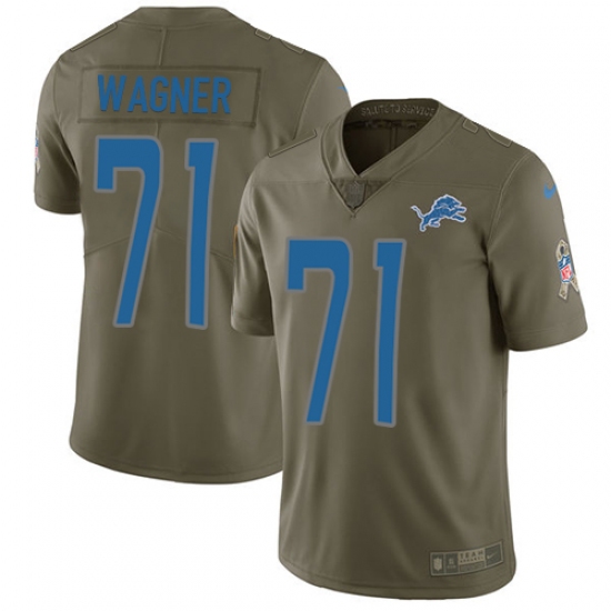 Men's Nike Detroit Lions #71 Ricky Wagner Limited Olive 2017 Salute to Service NFL Jersey - Ujersey