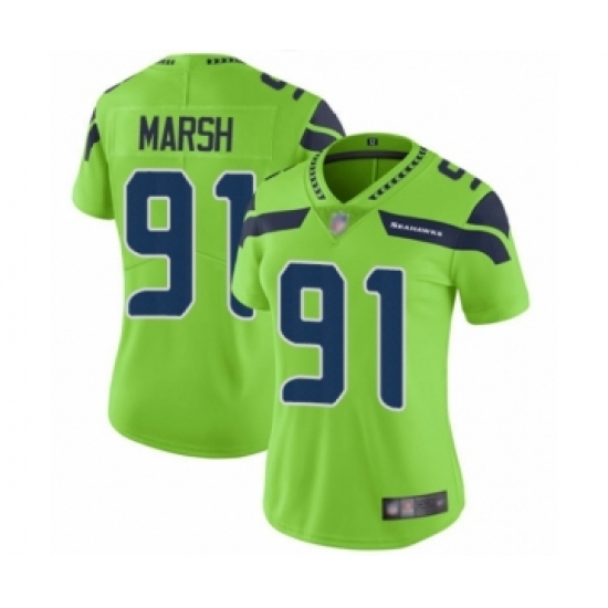 Women's Seattle Seahawks #91 Cassius Marsh Limited Green Rush Vapor Untouchable Football Jersey - Ujersey