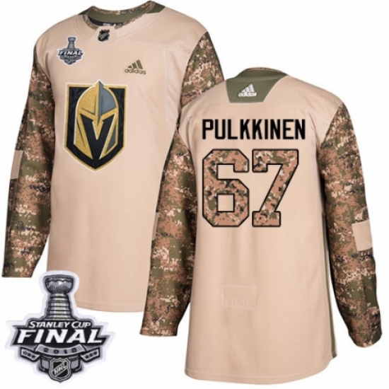 Men's Adidas Vegas Golden Knights #67 Teemu Pulkkinen Authentic Camo Veterans Day Practice 2018 Stanley Cup Final NHL Jersey - Ujersey