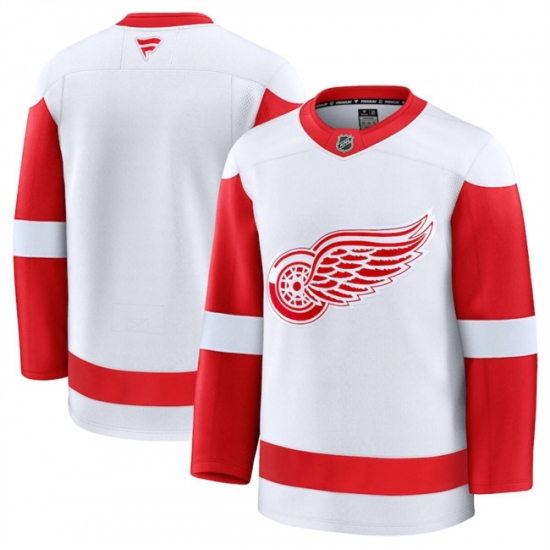 Men's Detroit Red Wings Blank White 2024-25 Away Stitched Hockey Jersey - Ujersey