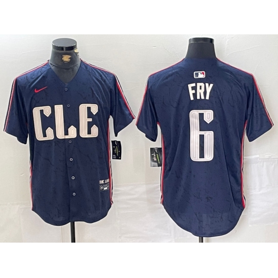 Men's Cleveland Guardians #6 David Fry Navy 2024 City Connect Limited Stitched Jersey - Ujersey