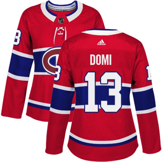 Women's Adidas Montreal Canadiens #13 Max Domi Authentic Red Home NHL Jersey - Ujersey