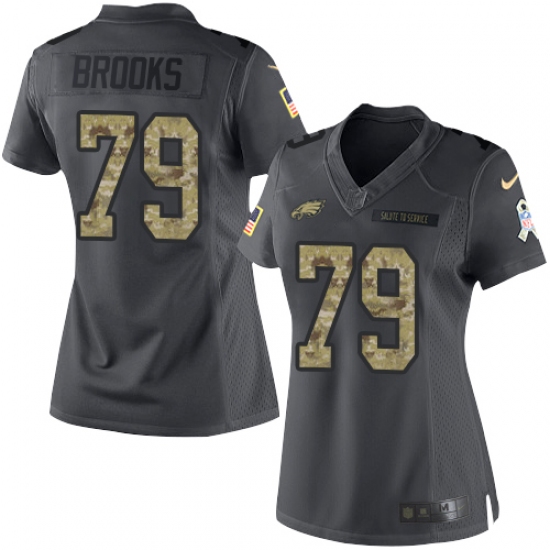Women's Nike Philadelphia Eagles #79 Brandon Brooks Limited Black 2016 Salute to Service NFL Jersey - Ujersey