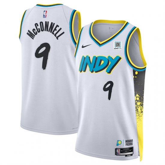 Men's Indiana Pacers #9 T.J. McConnell White 2024-25 City Edition Stitched Basketball Jersey - Ujersey