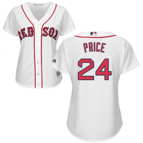 Women's Majestic Boston Red Sox #24 David Price Authentic White Home MLB Jersey - Ujersey