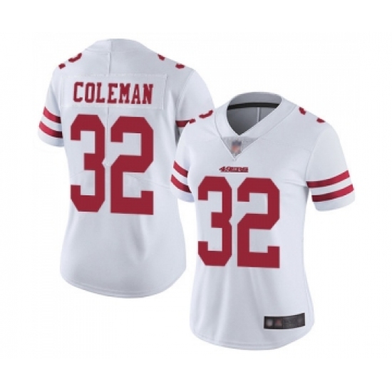 Women's San Francisco 49ers #32 Tevin Coleman White Vapor Untouchable Limited Player Football Jersey - Ujersey