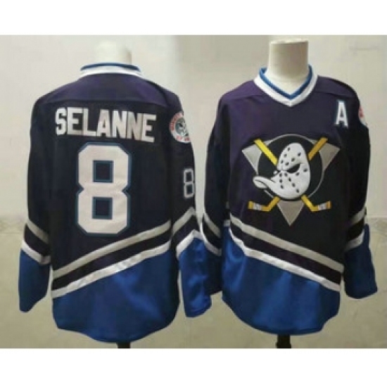 Men's Anaheim Ducks #8 Teemu Selanne 1995-96 Purple CCM Vintage Throwback Jersey - Ujersey