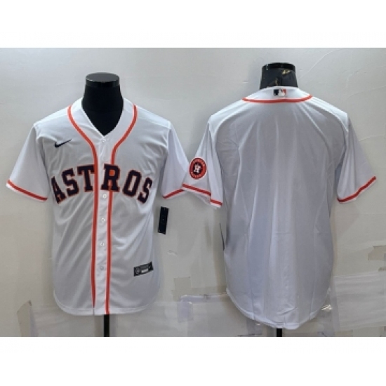 Men's Houston Astros Blank White With Patch Stitched MLB Cool Base Nike Jersey - Ujersey