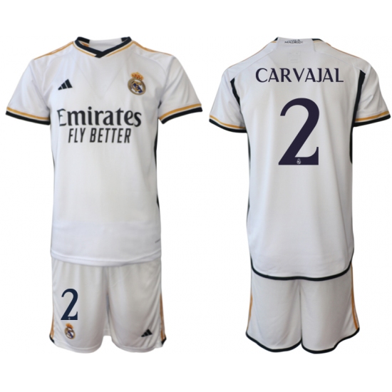 Men's Real Madrid #2 Carvajal 2023-24 White Home Soccer Jersey