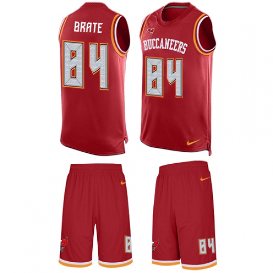 Men's Nike Tampa Bay Buccaneers #84 Cameron Brate Limited Red Tank Top Suit NFL Jersey - Ujersey